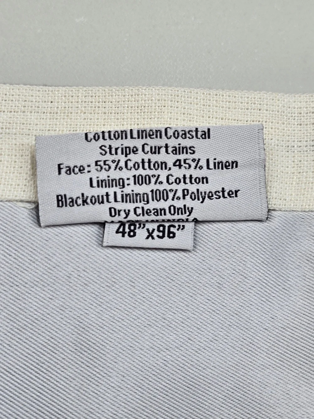 NWT QUINCE Set 2 48x96 Coastal Stripe Linen Cotton True Blackout Curtains 8657
